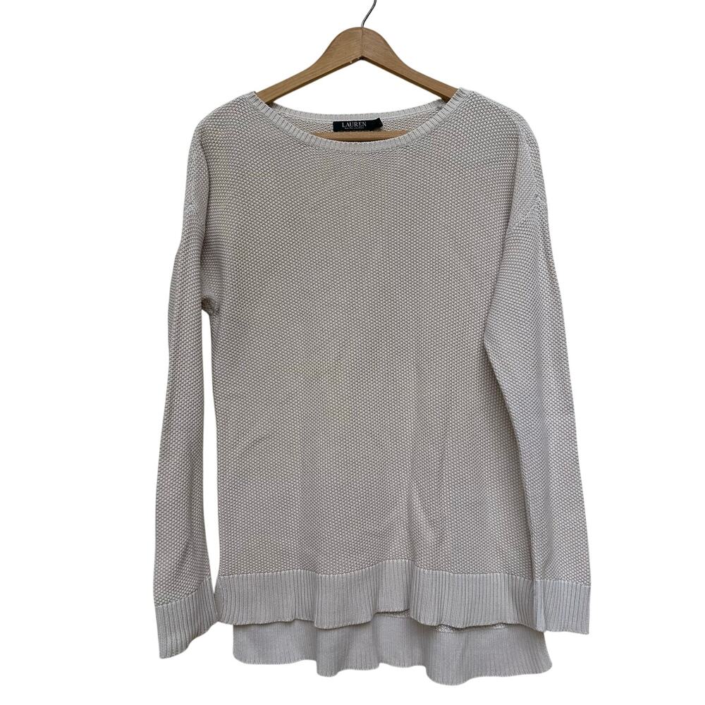 Lauren Ralph Lauren Cream Knit Cotton Sweater Women’s Medium